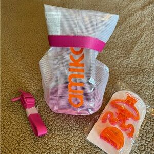 Amika Vibrant Pink and Orange Bag and Hair Set